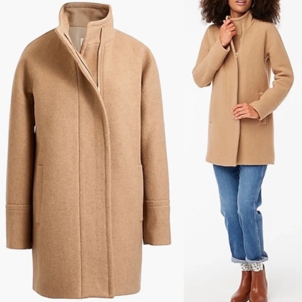 J.Crew Wool Zippered Classic Coat with Standup Collar - Picture 1 of 7